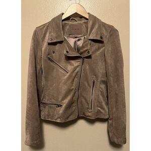 BLANKNYC‎ Faux Suede Moto Jacket Mushroom Beige Tan Lined Soft Women's Size M